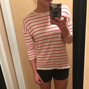 Cotton On red and white stripe 3/4 sleeve shirt